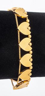 14K Yellow Gold Heart Link Bracelet