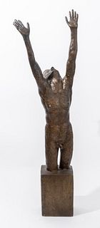Victor Salmones Male Nude Figure Bronze Sculpture