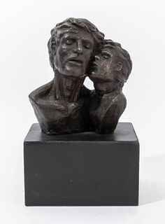 Victor Salmones (Attr.) "Father and Son" Sculpture