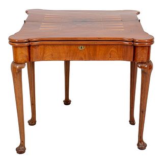 Queen Anne Mahogany Triple Top Games Table, 18th C