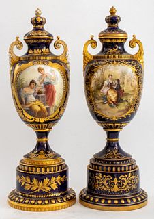 Royal Vienna Porcelain Covered Vases, 2