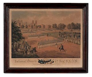 7th Regiment New York Militia, Expertly Hand-Colored Lithograph 