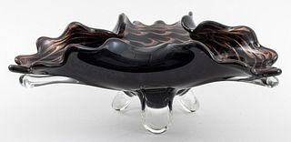 Murano Art Glass Large Centerpiece Shell Bowl