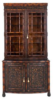 Japanned Faux Bamboo Bookcase Cabinet