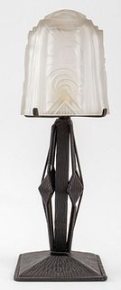 Edgar Brandt Style Art Deco Iron Table Lamp