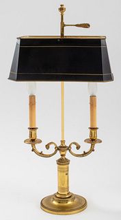Empire Style 2 Arm Bouillotte Lamp with Tole Shade