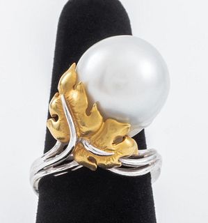 18K Gold & Baroque Pearl Ring