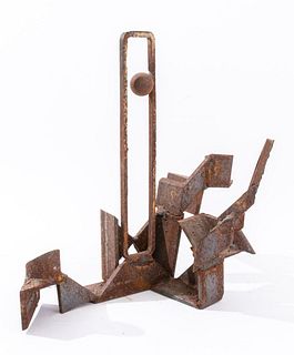 Brutalist Metal Found Objects Abstract Sculpture