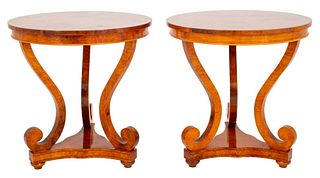 Biedermeier Style Side Tables, Pair