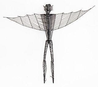 Post Modern Man With Wings Metal Wall Sculpture