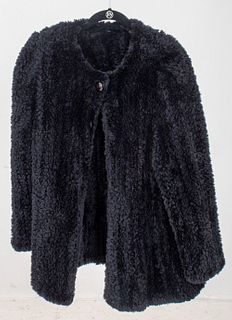 Black Woven Rabbit Coat