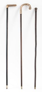Antique Silver Mounted Wood Walking Canes, 3