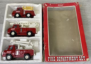 BUDDY L GIFT SET Pressed steel Fire Department Vehicles