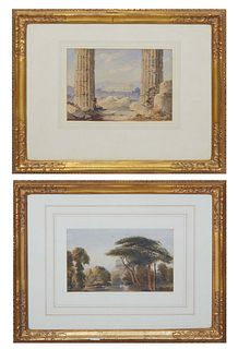 Pair of Grand Tour Watercolors, consisting of two views of the Acropolis of Athens, 19th c., watercolor on paper, both without visible signatures, bot