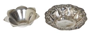 2 Sterling Items, a Tiffany Lotus Candy Dish, #23545; and an Alvin Repousse bowl, #2580, Wt.- 13.19 Troy Oz.
