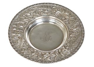 S. Kirk & Son Coin Silver Circular Bowl, #2731, with a floral repousse border, the bottom impressed "2731, S. Kirk & Son, 11 oz." H.- 1 1/8 in., Dia.-