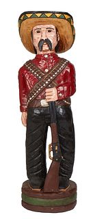 Frank Gallagher, "Mexican Revolution," small carved polychromed wood figure, on an integral base, H.- 36 1/2 in., W.- 10 in., D.- 10 in.