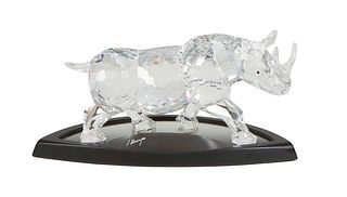 Large Swarovski Crystal Rhino Figurine, Limited Edition number 5410 Of 10000 Pieces, Crafted Of Fine Quality Austrian Crystal, comes with display stan