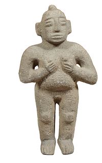 Rare Large Pre Columbian Mayan Pumice Stone Figure, H.- 27 1/2 in., W.- 15 in., D.- 7 1/2 in.
