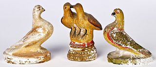 Three Pennsylvania chalkware birds, 19th c.