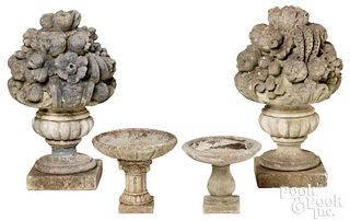 Pair of aggregate fruit urn garden sculptures