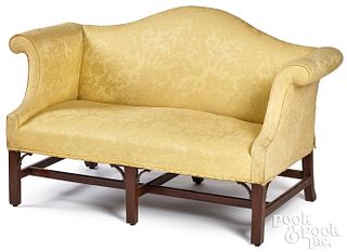 Diminutive Chippendale mahogany sofa