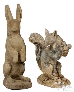 Aggregate garden figures of a rabbit and squirrel