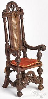 Miniature Jacobean carved walnut armchair