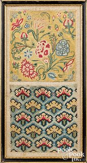 Two English needlework embroideries, early 18th c.