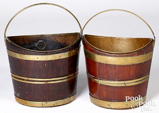Two Georgian brass bound peat buckets, 18th/19th c