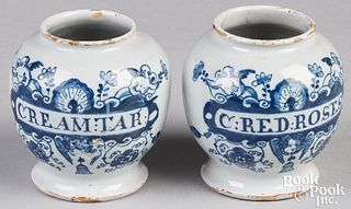 Two small Delftware apothecary jars, 18th c.