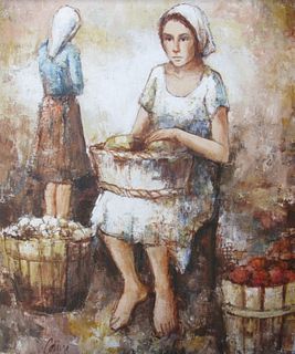 Celine Original oil on canvas  "At the Market"