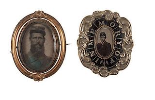 Two Fine Civil War Photographic Brooches 