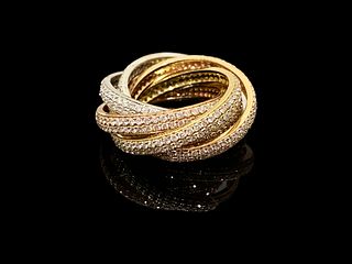 14K Three-color Gold Trinity 6 Row 6ct Diamond Ring Size 7 
