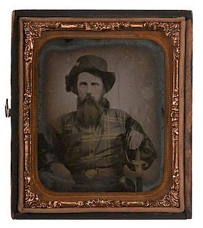 Sixth Plate Ambrotype of Confederate Infantry Officer, Possibly from the 11th Mississippi Infantry 