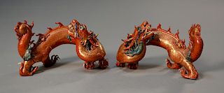 Pair of Japanese 19th C. Kutani dragons