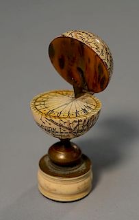19th C. miniature ivory world globe