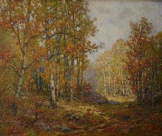 Richard Creifelds (American 1853-1939) oil on canvas of Autumn landscape