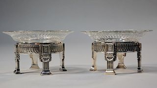 Dominick & Haff sterling crystal pair of tazzas.