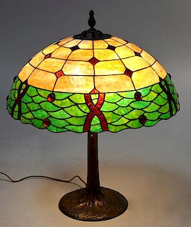 Large American leaded table lamp