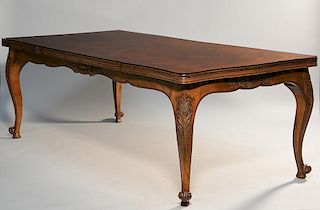 Country French cherry Louis XV style parquetry refectory dining table