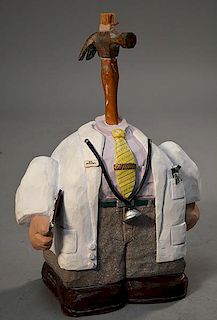 S.A. Blackwell "Dr. Hammerhead" ceramic figure of Dr. in lab coat with stethoscope and clipboard