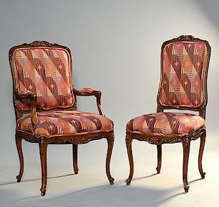 Set of eight Louis XV style dining chairs