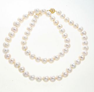 SOUTH SEA PEARL, 14KT GOLD & DIAMOND NECKLACE, 12-17MM, L 32.75", T.W. 195 GR 