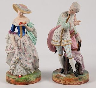 PR OF FRENCH CHANTILLY BISQUE FIGURINES