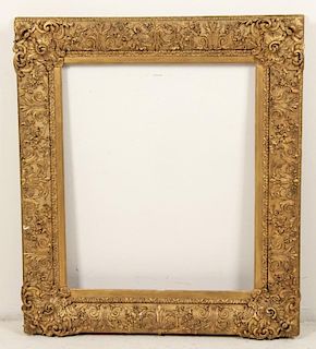 LARGE 19TH C. EUROPEAN GILTWOOD PICTURE FRAME