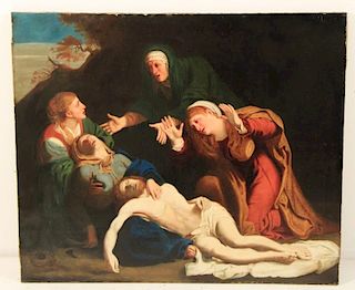 19TH C. O/C PAINTING "LAMENTATION OF CHRIST"