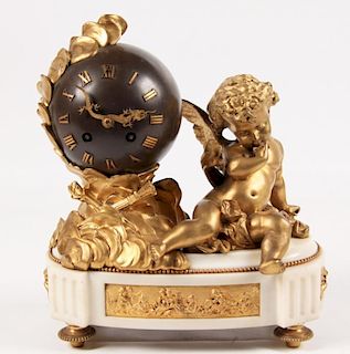 19TH C. FRENCH GILT BRONZE MOUNTED CLOCK