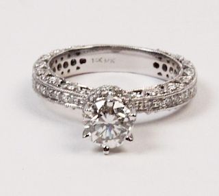 14K WHITE GOLD 0.90 CT DIAMOND SOLITAIRE RING