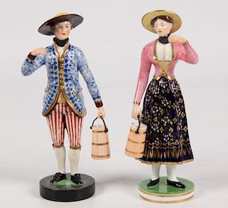 PAIR OF WHIMSICAL ENGLISH DERBY PORCELAIN FIGURINES